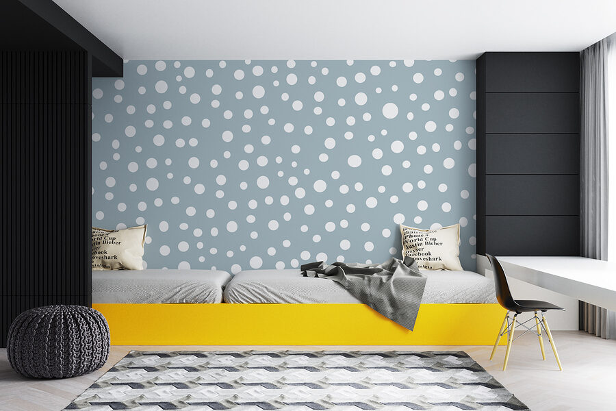 Estampado de lunares azules y blancos
