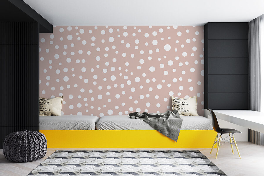 Estampado de lunares rosas y blancos
