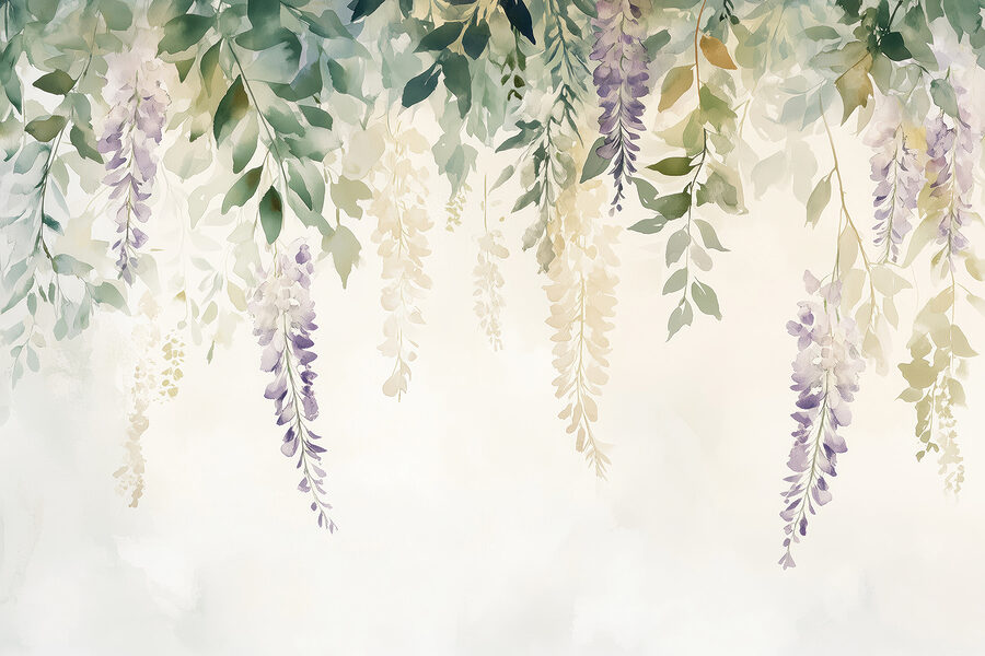 Pintura de flores y hojas