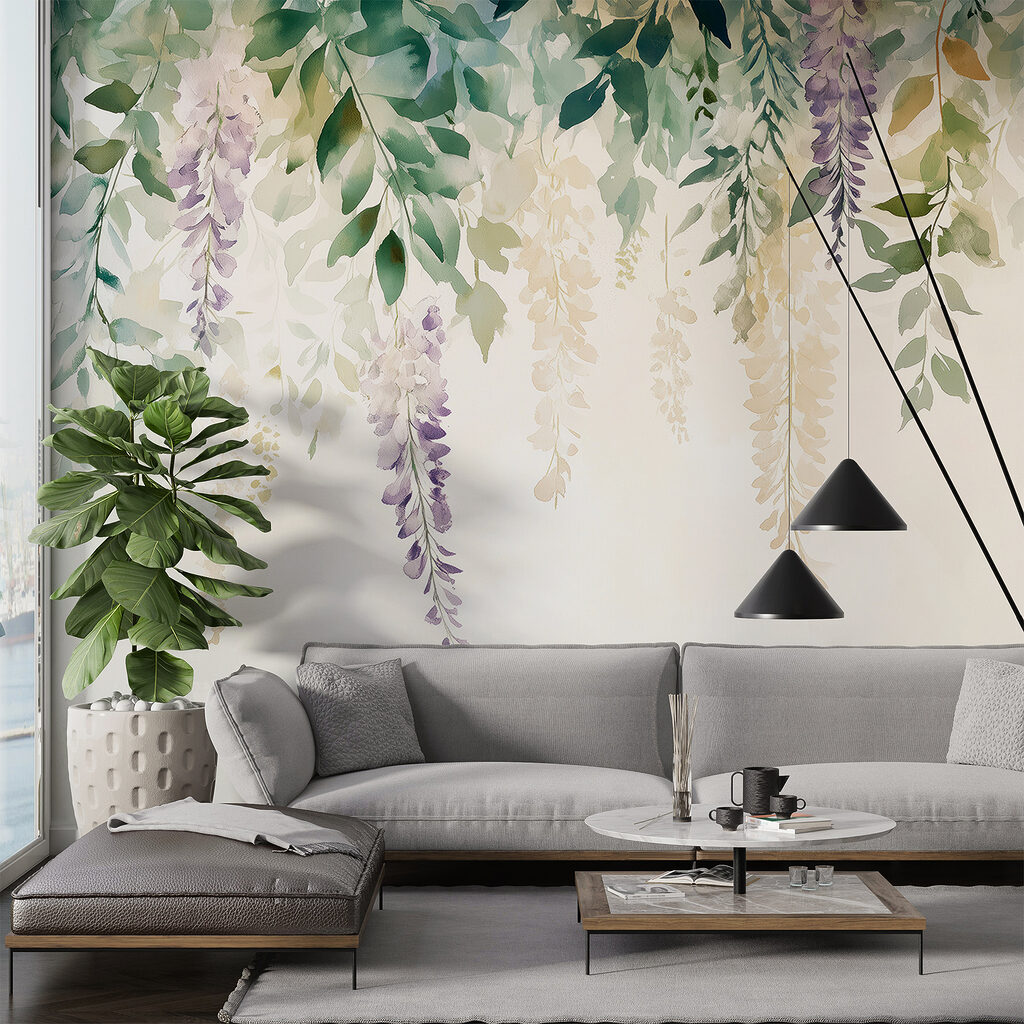 Painting of flowers and leaves