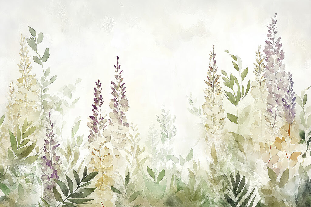 Painting of flowers and leaves