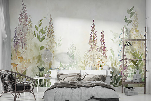 Painting of flowers and leaves