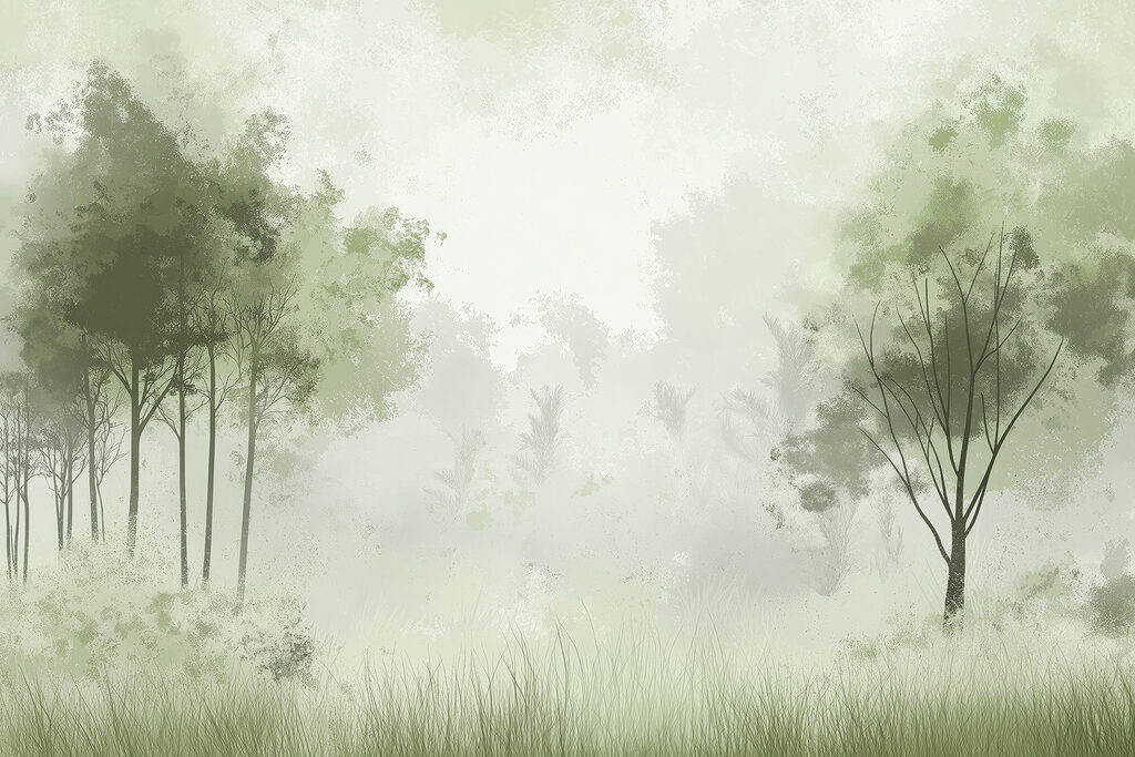 Bosque brumoso con árboles Bosque brumoso con árboles