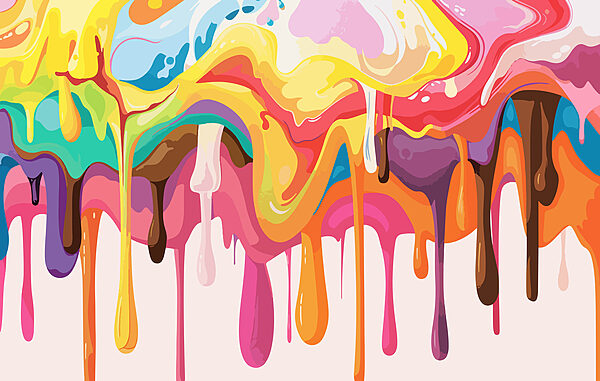 Colorful paint dripping down