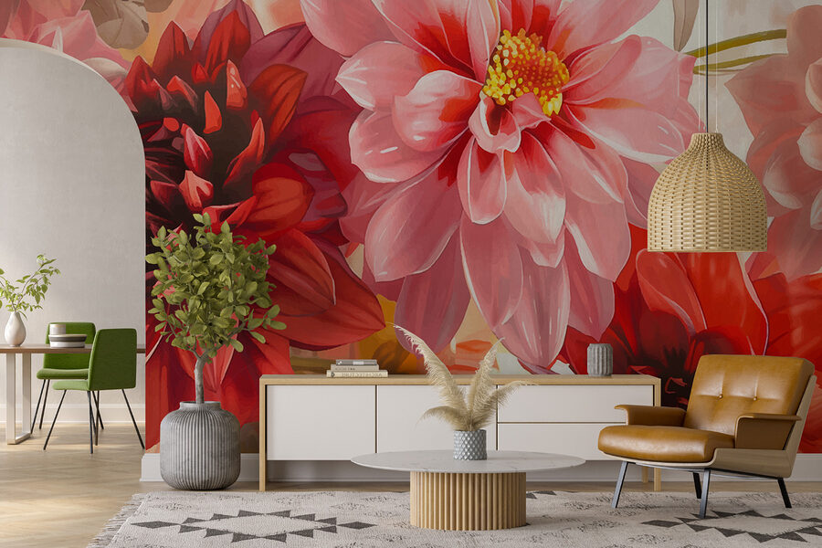 Grupo de flores con fondo borroso