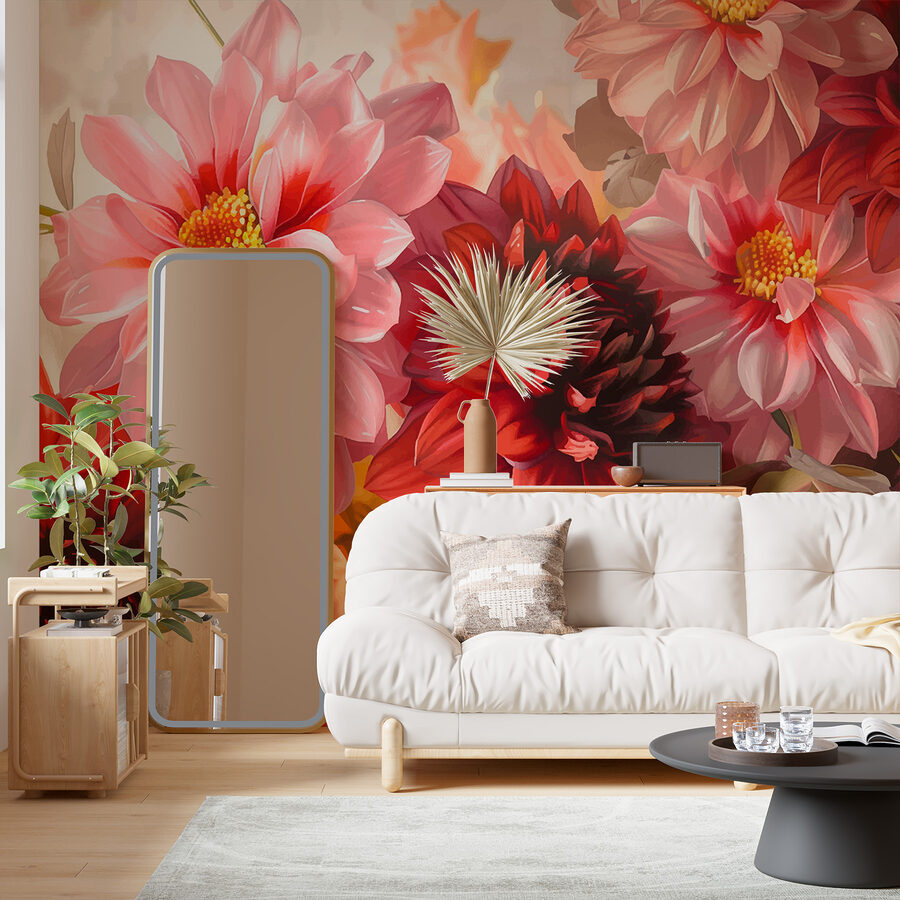 Grupo de flores con fondo borroso