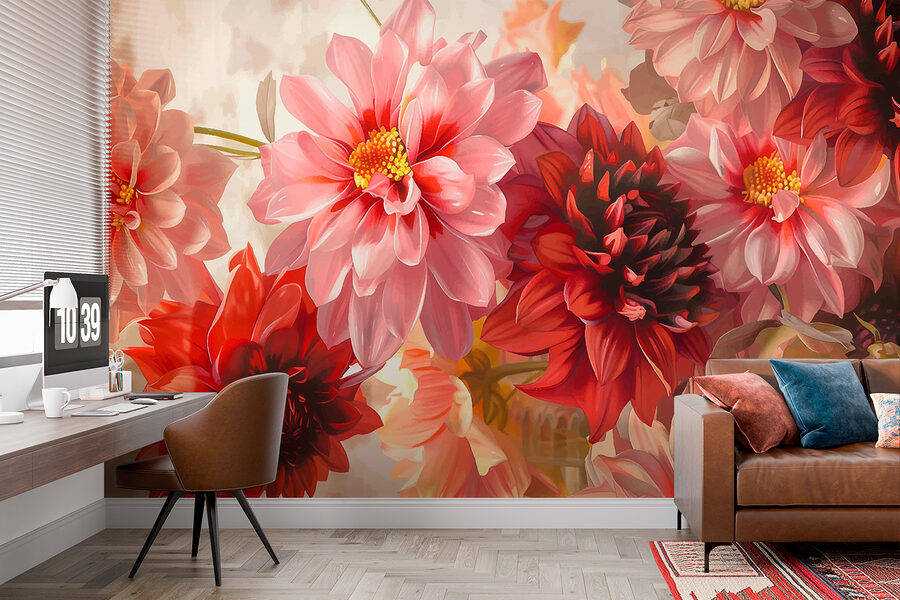 Grupo de flores con fondo borroso