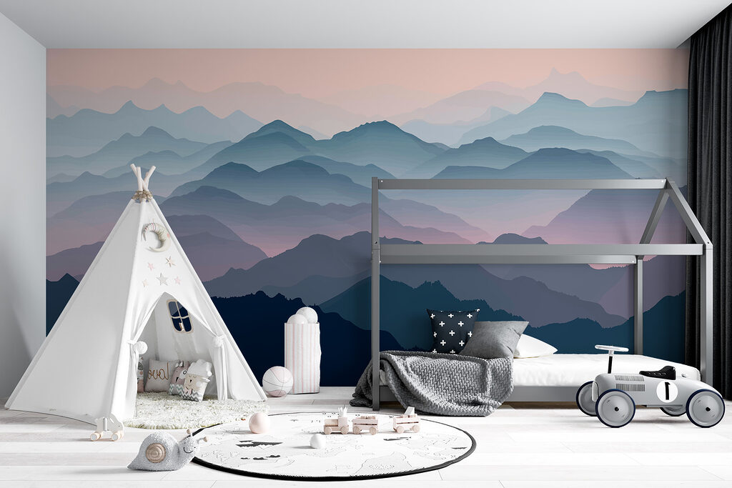 Landscape of mountains with fog