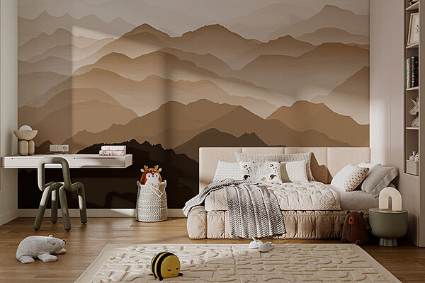Landscape of mountains with fog