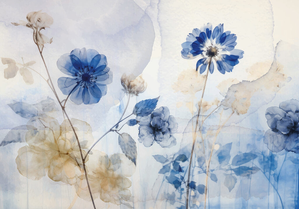 Flores azules y blancas Flores azules y blancas