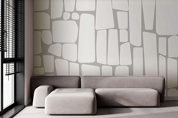 White rectangular shapes on a gray background