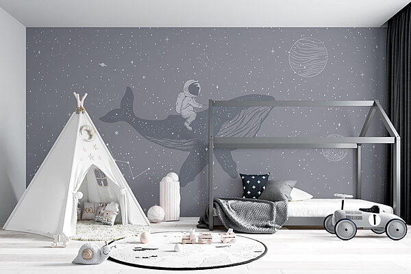 Fotomurales Fotomurales Persona montando una ballena (SKU: w08298)