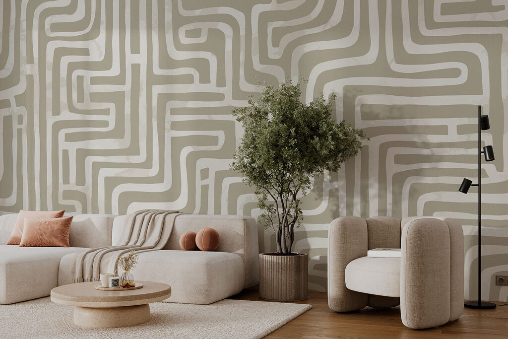 Maze pattern on a white surface