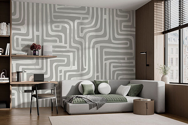 Fotomurales Fotomurales Laberinto gris y blanco (SKU: w08299v1)