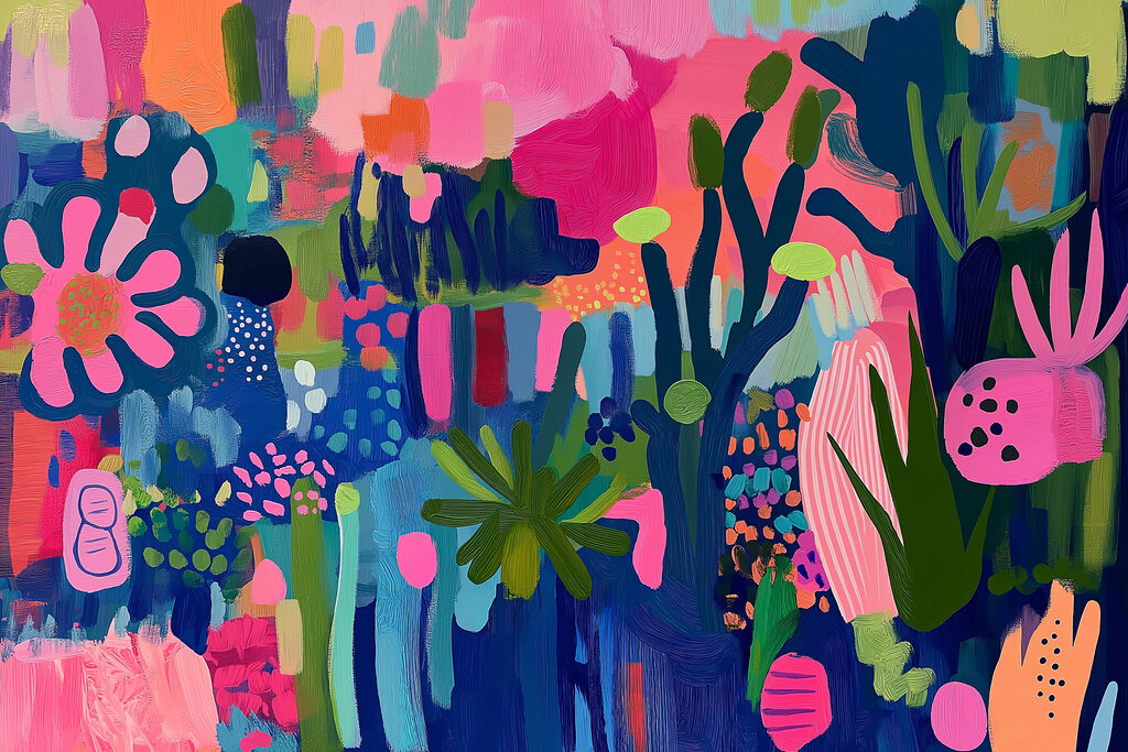 Pintura colorista de plantas y flores Pintura colorista de plantas y flores