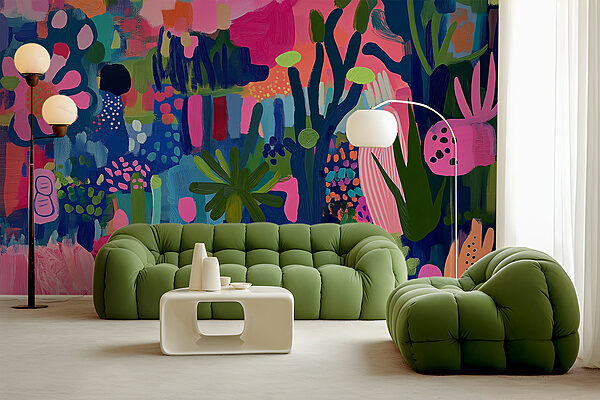 Pintura colorista de plantas y flores Pintura colorista de plantas y flores