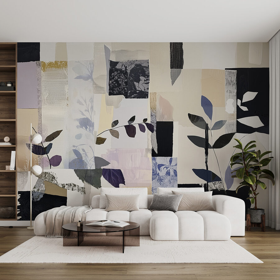 Pintura de hojas y cuadrados
