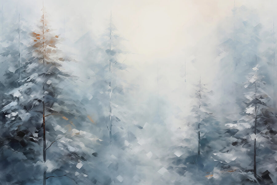 Árboles cubiertos de nieve en un bosque