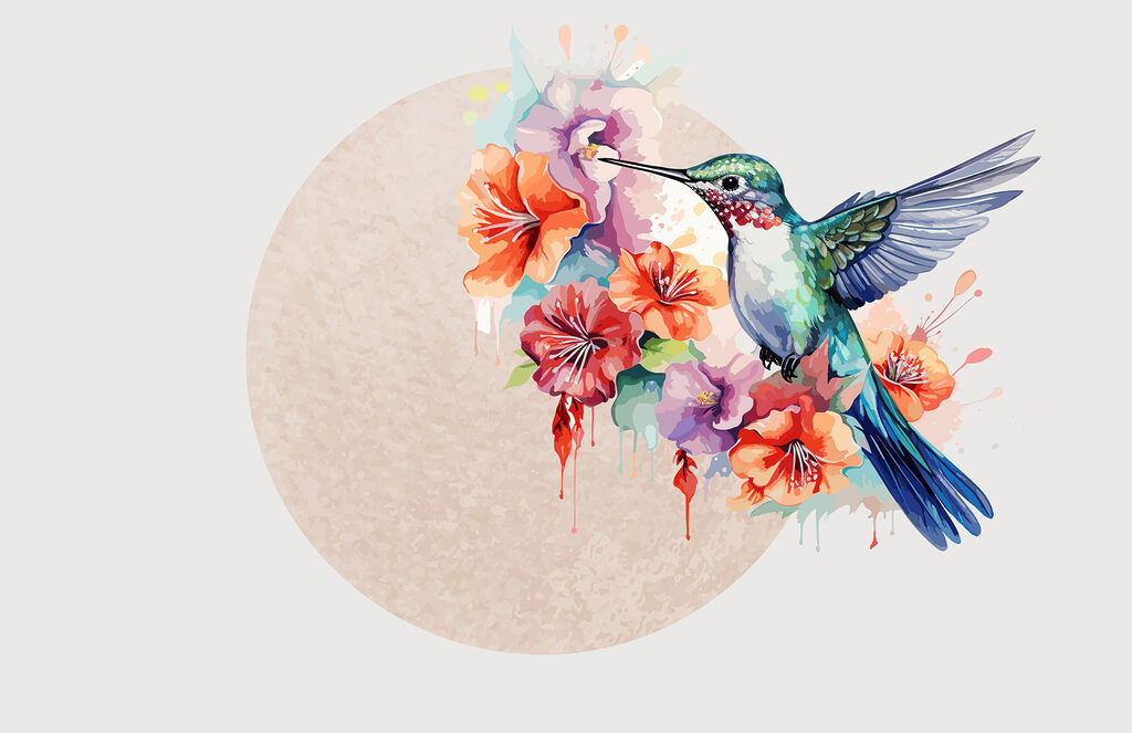 Colibrí volando sobre las flores Colibrí volando sobre las flores