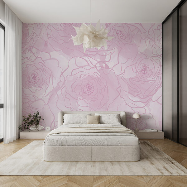 Fotomurales Fotomurales Rosas rosas sobre fondo blanco (SKU: w01531)