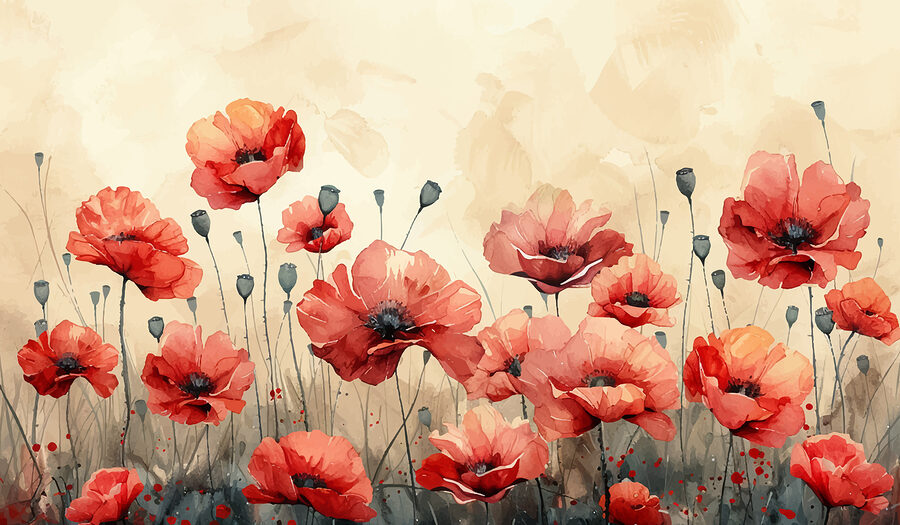 Pintura de flores rojas