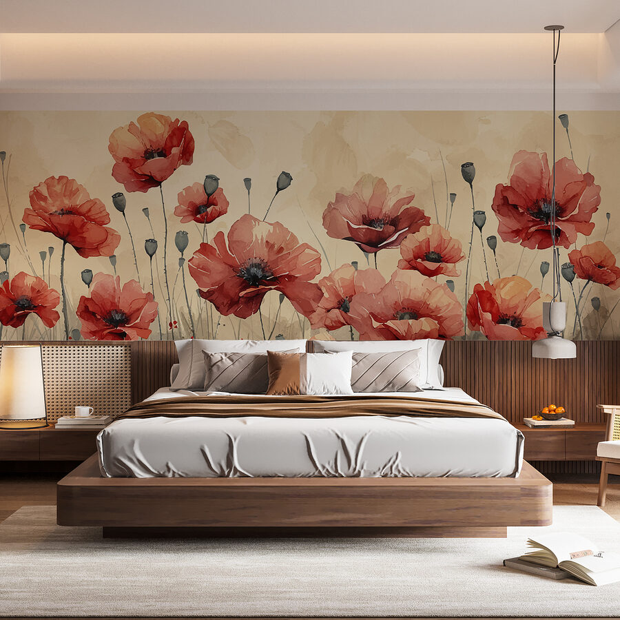 Pintura de flores rojas
