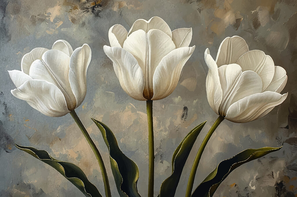 Pintura de tulipanes blancos Pintura de tulipanes blancos
