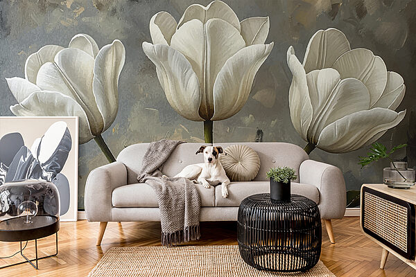 Pintura de tulipanes blancos Pintura de tulipanes blancos