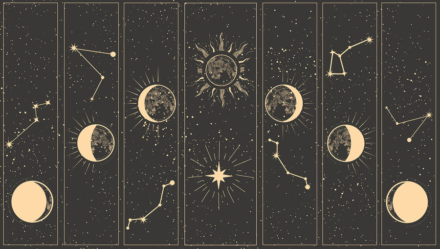 Grupo de banderolas con luna y estrellas