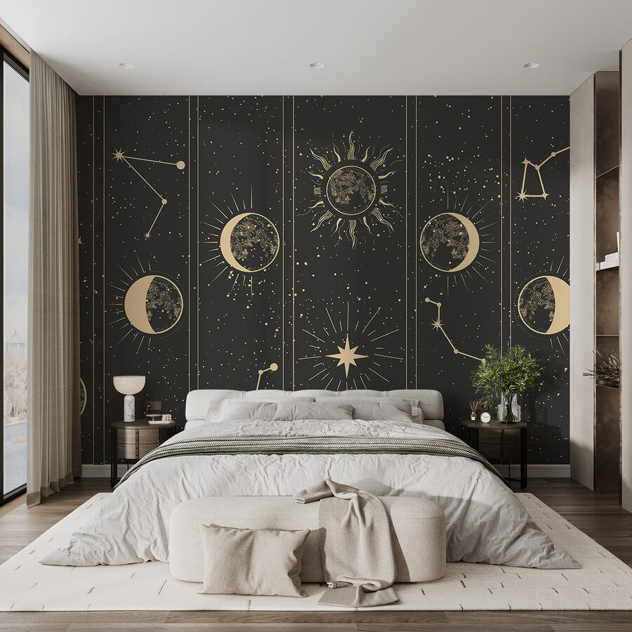 Grupo de banderolas con luna y estrellas