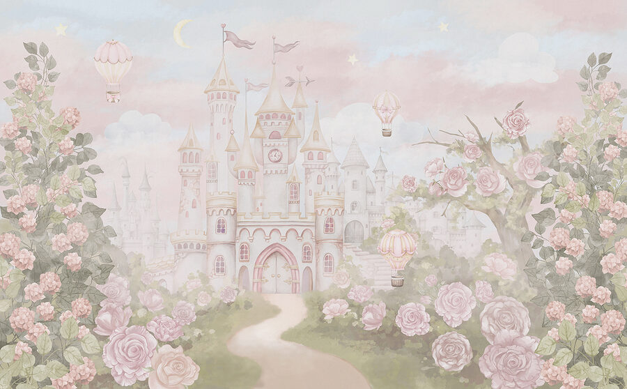 Fotomurales Castillo con flores y globos aerostáticos - Imagen 4