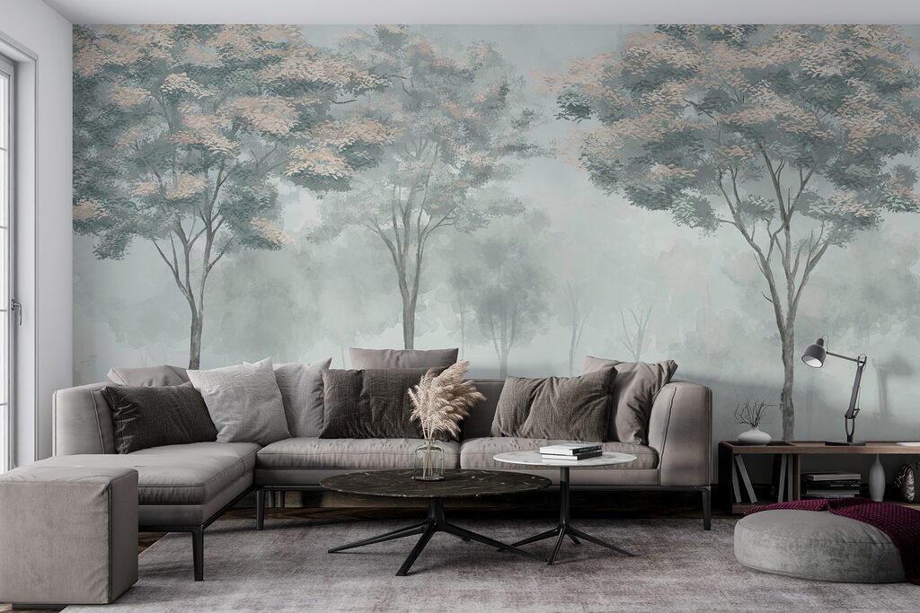 Group of trees in fog