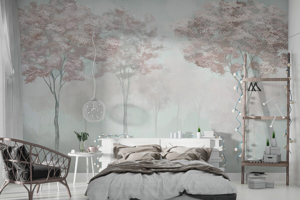 Bosque brumoso con árboles Bosque brumoso con árboles