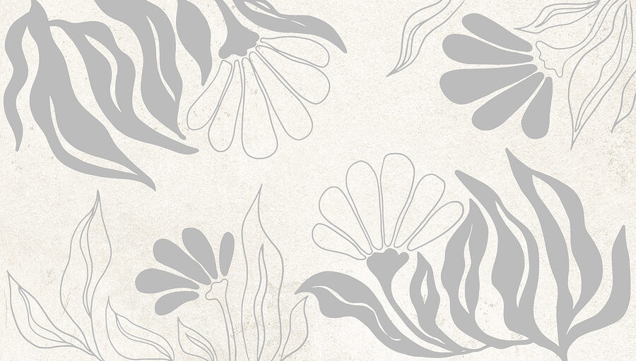 Motivo floral blanco y gris