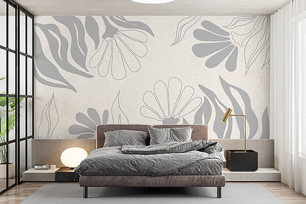 Motivo floral blanco y gris Motivo floral blanco y gris
