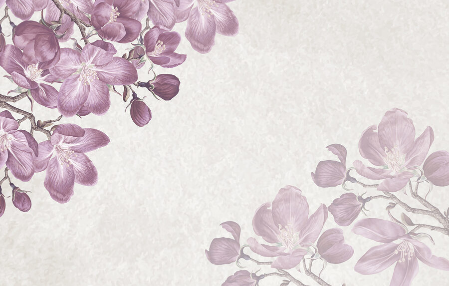 Flores moradas sobre fondo blanco
