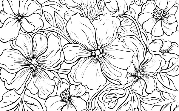 Dibujo de flores en blanco y negro Dibujo de flores en blanco y negro