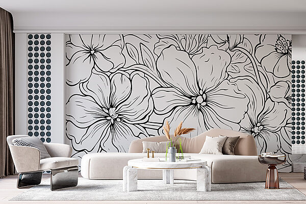 Dibujo de flores en blanco y negro Dibujo de flores en blanco y negro