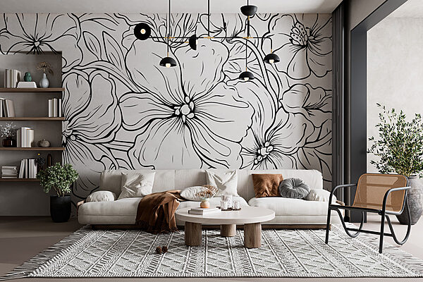 Dibujo de flores en blanco y negro Dibujo de flores en blanco y negro