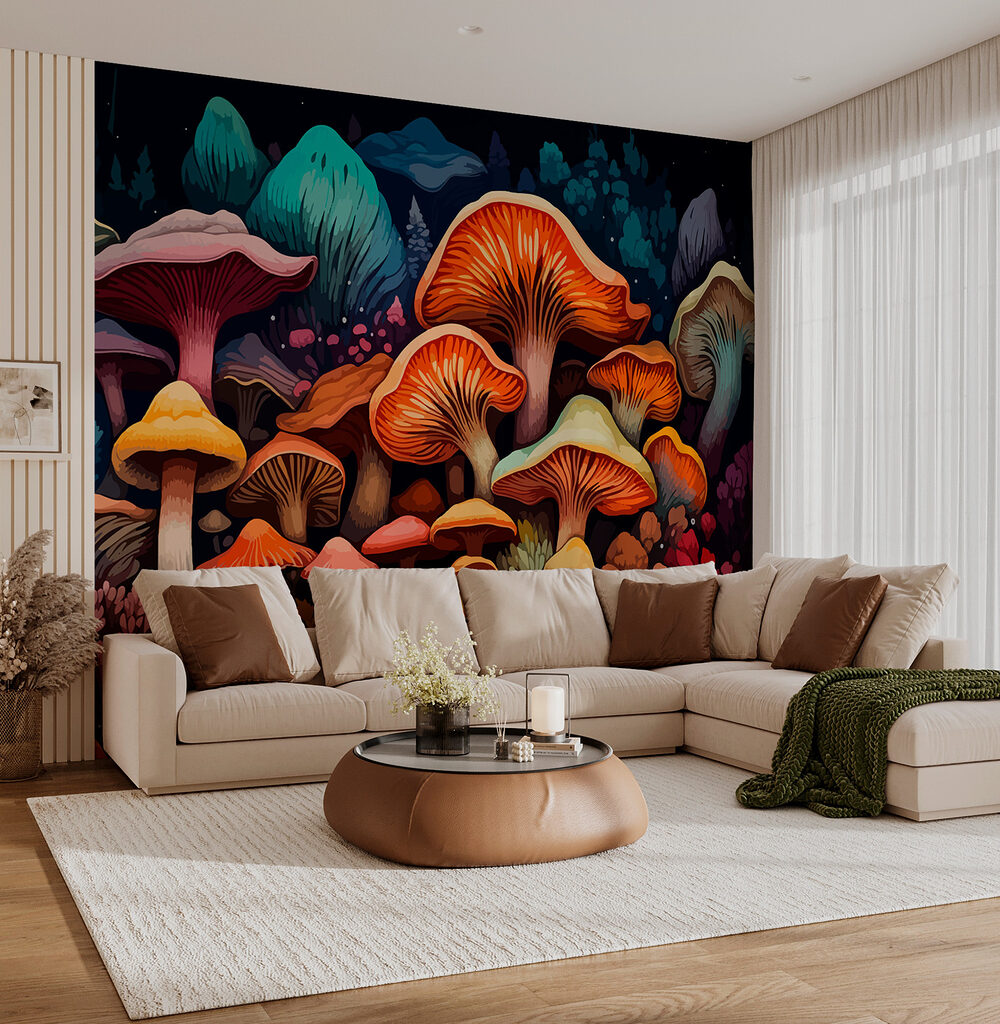 Group of mushrooms in a forest