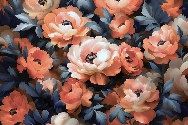 Group of flowers with blue leaves