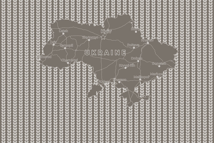 Mapa de ucrania con texto en blanco