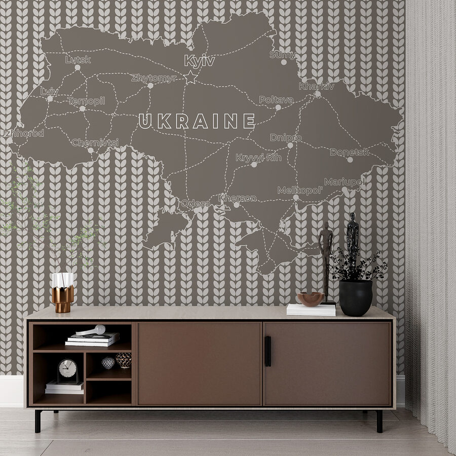 Mapa de ucrania con texto en blanco