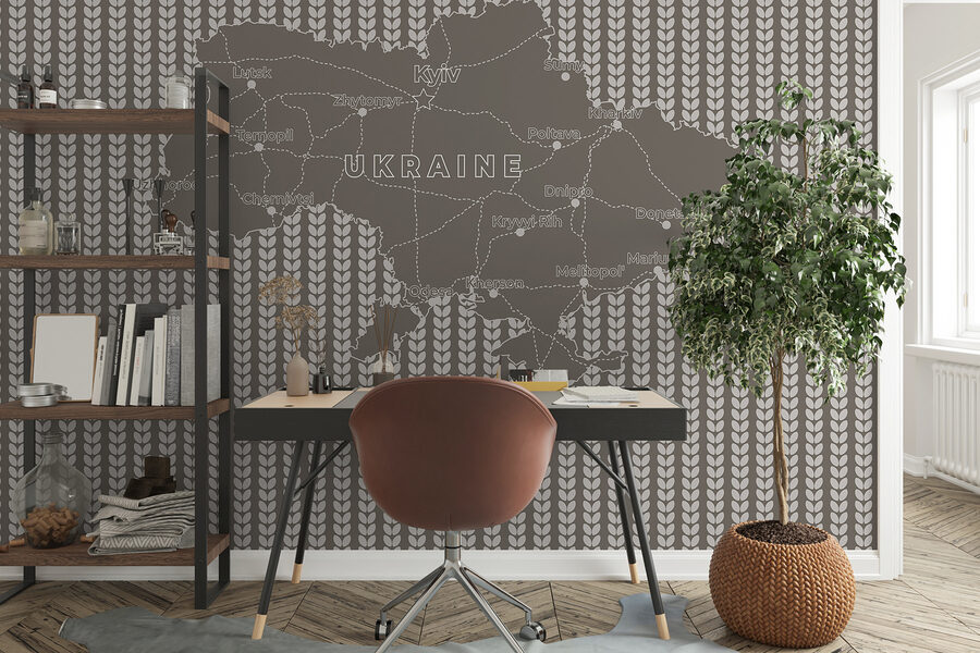 Mapa de ucrania con texto en blanco