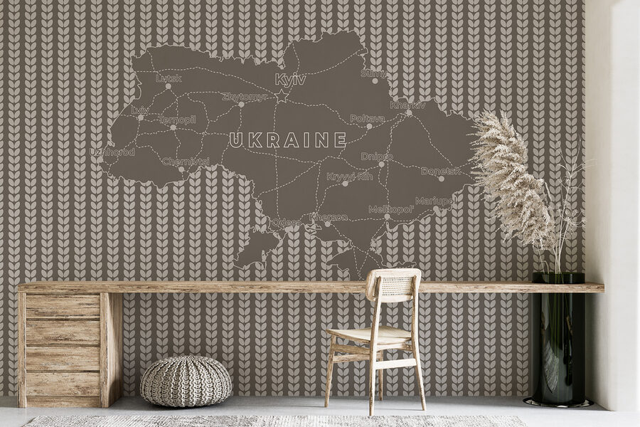 Mapa de ucrania con texto en blanco