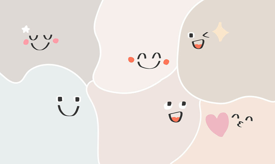 Grupo de caras de dibujos animados