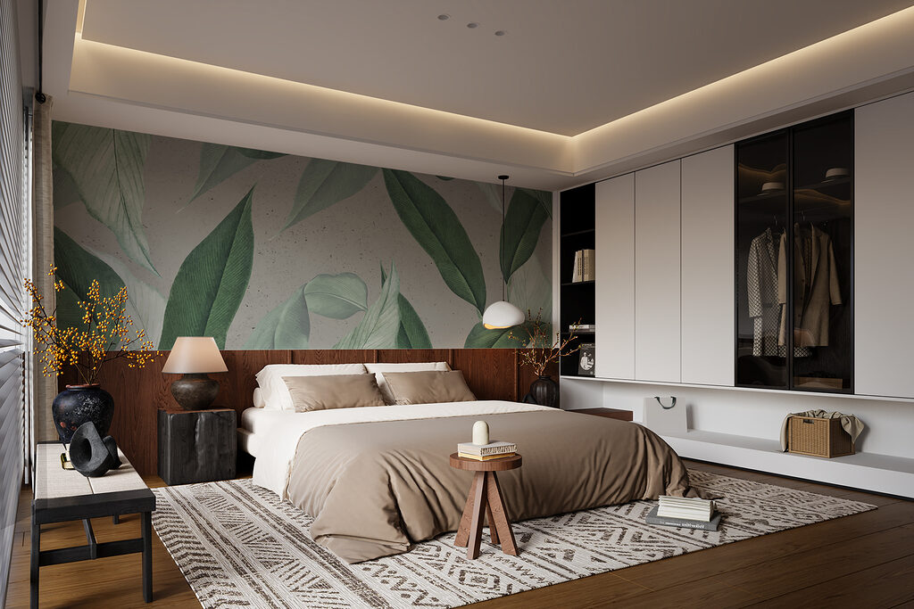 Pattern of green leaves