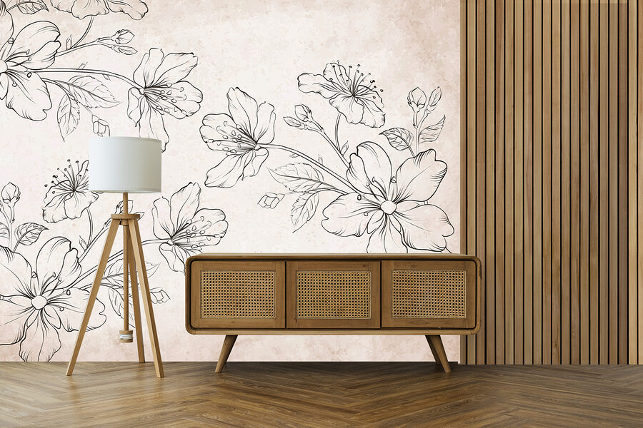 Dibujo de flores sobre fondo blanco