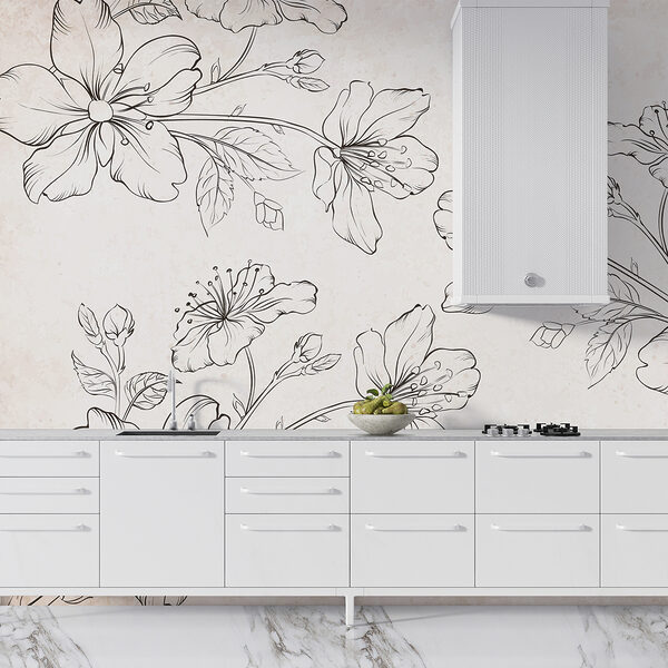 Dibujo de flores sobre fondo blanco Dibujo de flores sobre fondo blanco