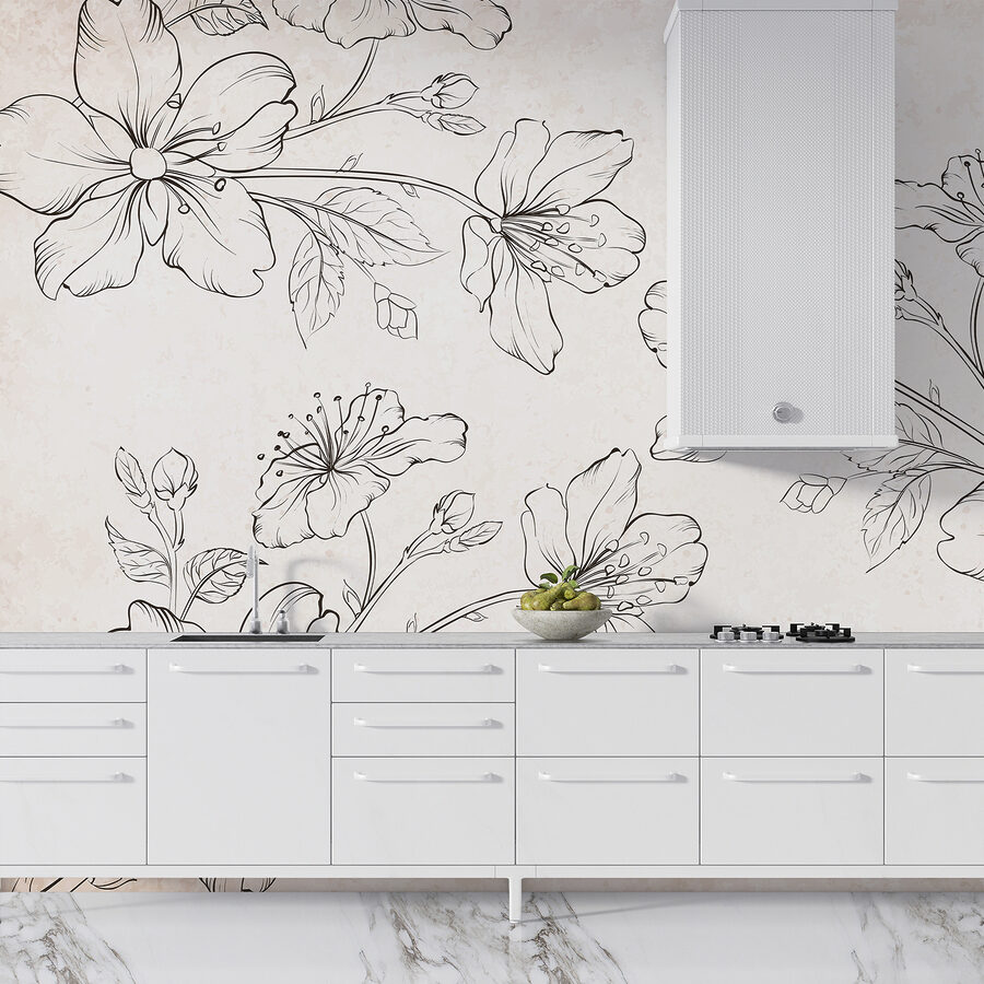Dibujo de flores sobre fondo blanco